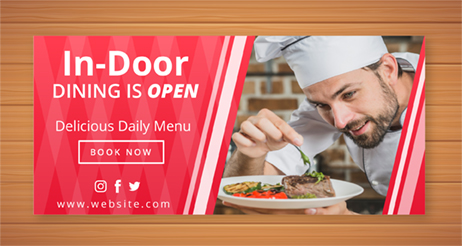 Cheapest Restaurant (Re-Open) Display Banners Printing in Vancouver - 24 Hr. Print Factory